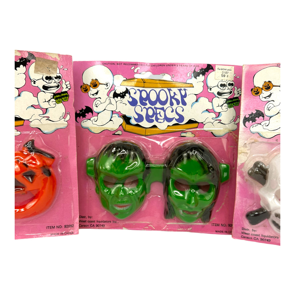 Vintage Halloween Spooky Specs Plastic Toy Glasses, Set of 3 from the 1970s/1980s at Eerie Emporium.