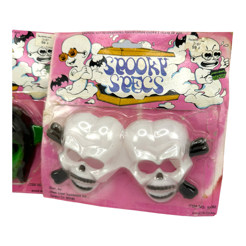 Vintage Halloween Spooky Specs Plastic Toy Glasses, Set of 3 from the 1970s/1980s at Eerie Emporium.