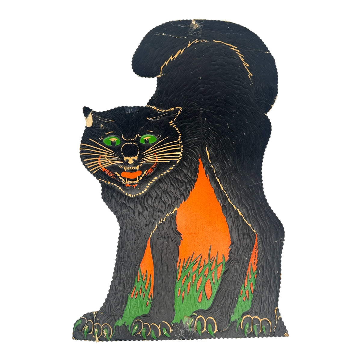 Beistle 1930s Arched-Back Black Cat with Edges Die Cut | Eerie