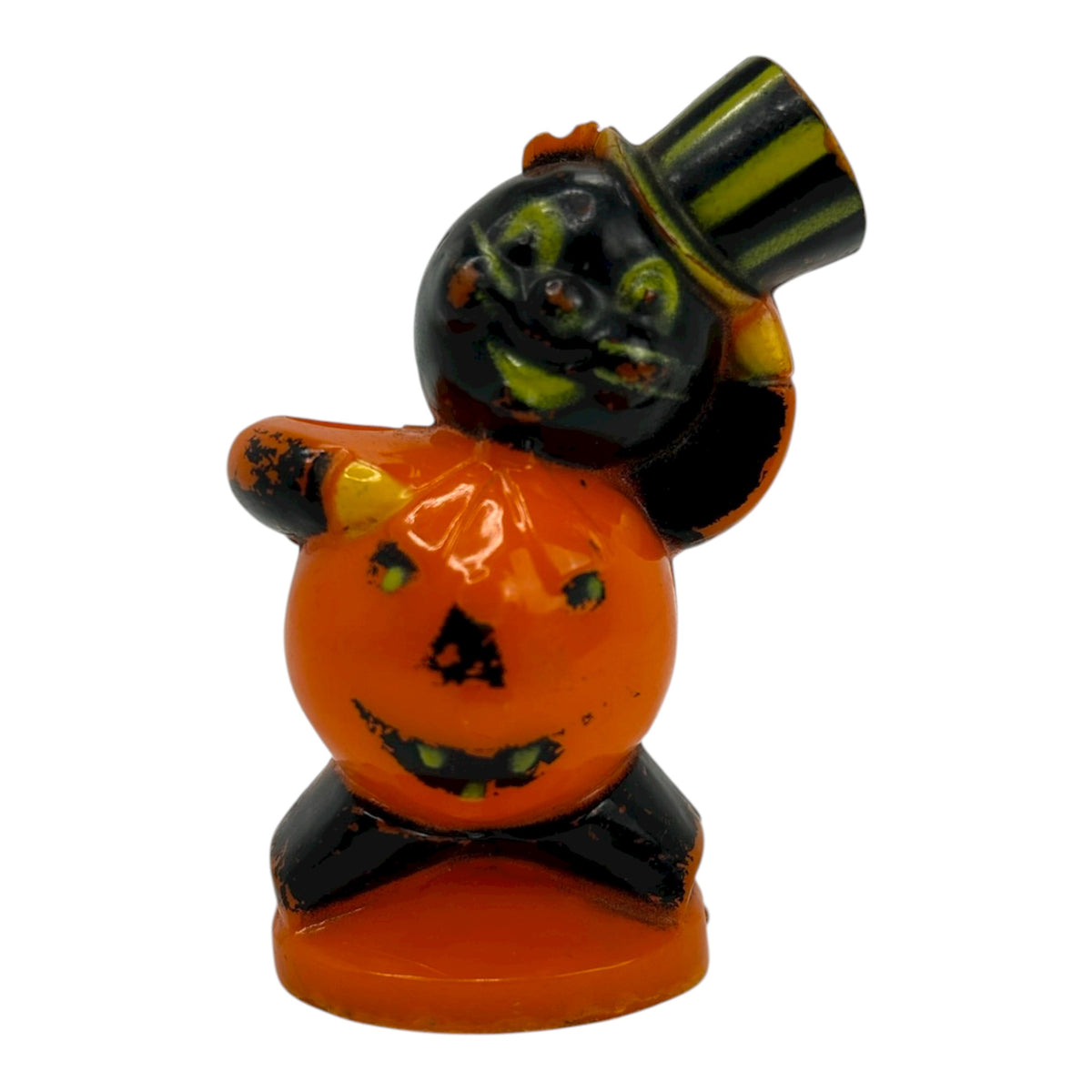 Vintage Halloween Rosbro Plastic Cat With Top Hat | Eerie Emporium