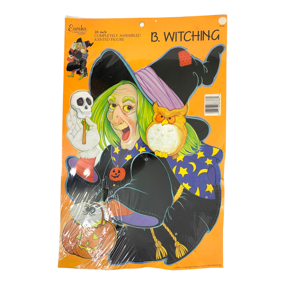 Vintage Halloween Eureka Large Jointed Witch Die Cut Decoration from the 1980s