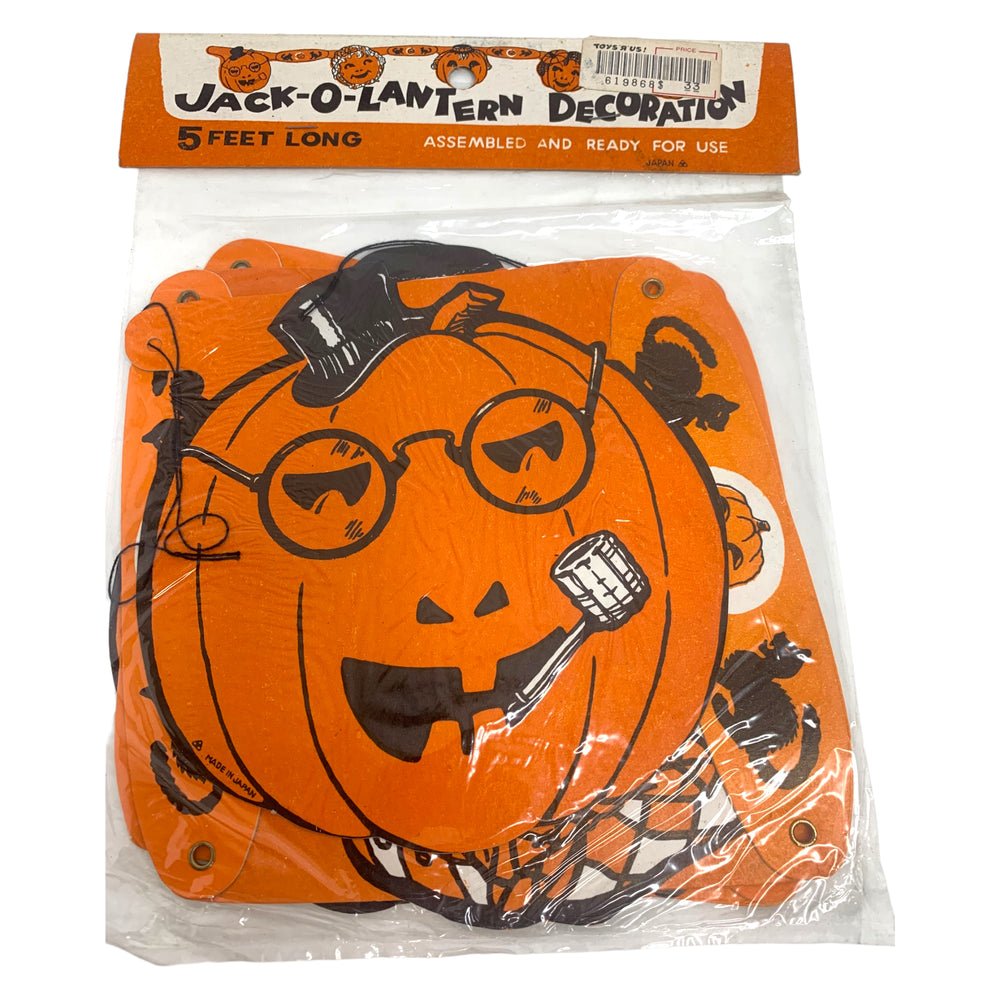 Vintage Halloween Jack o Lantern Banner / Garland from the 1950s or 1960s.