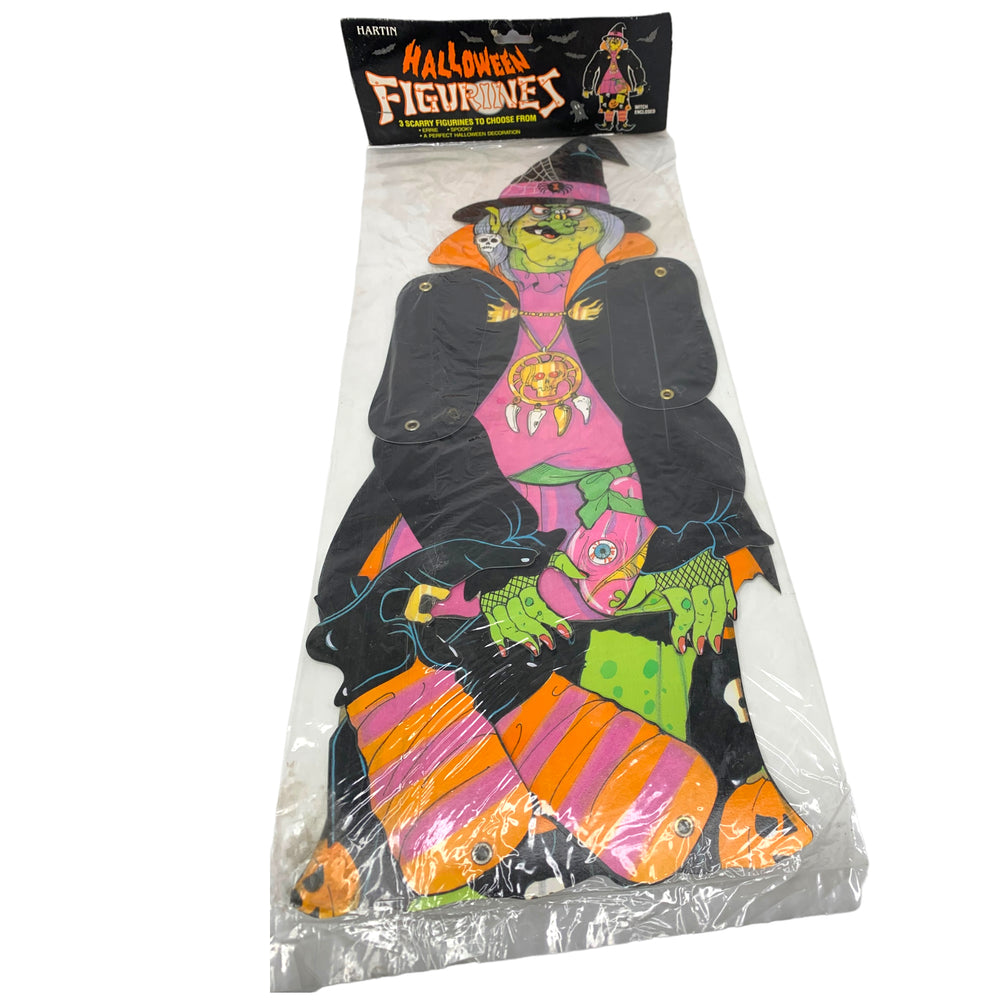 Vintage Halloween Jointed Witch Die Cut in Package 1993