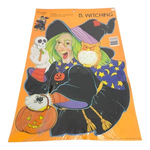 Vintage Halloween Eureka Large Jointed Witch Die Cut Decoration from the 1980s