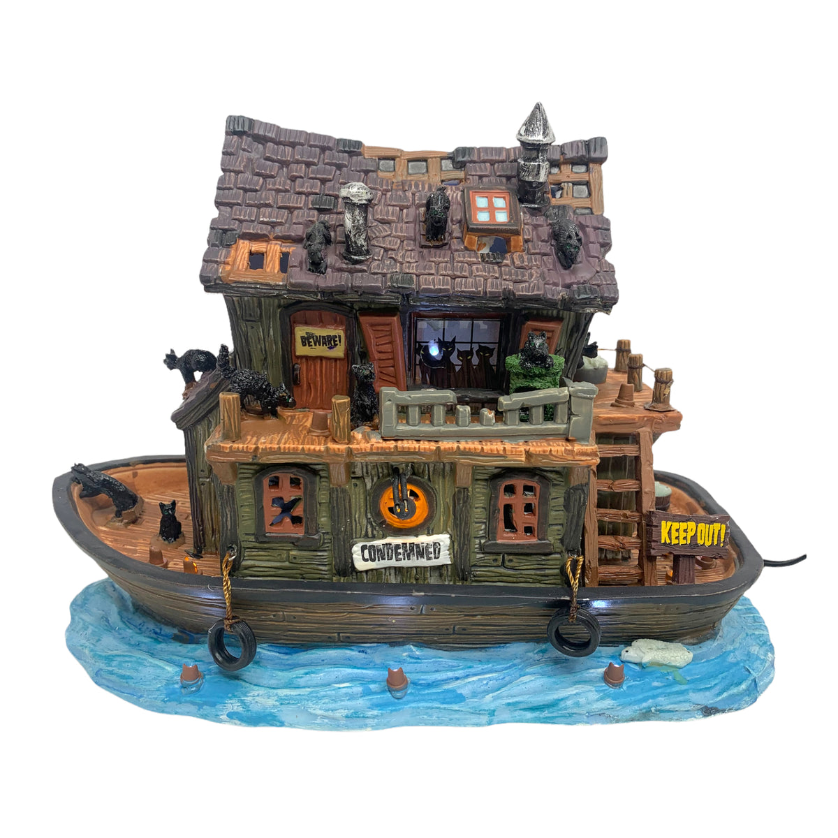 Haunted Houseboat 45666 | Retired Lemax Spooky Town | Eerie Emporium