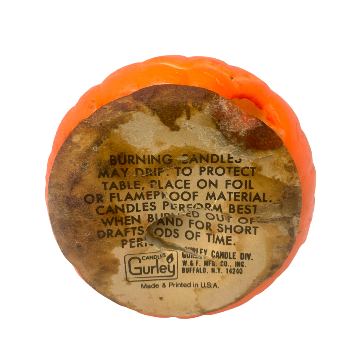 Vintage Halloween Gurley Pumpkin Candle with Label Eerie Emporium