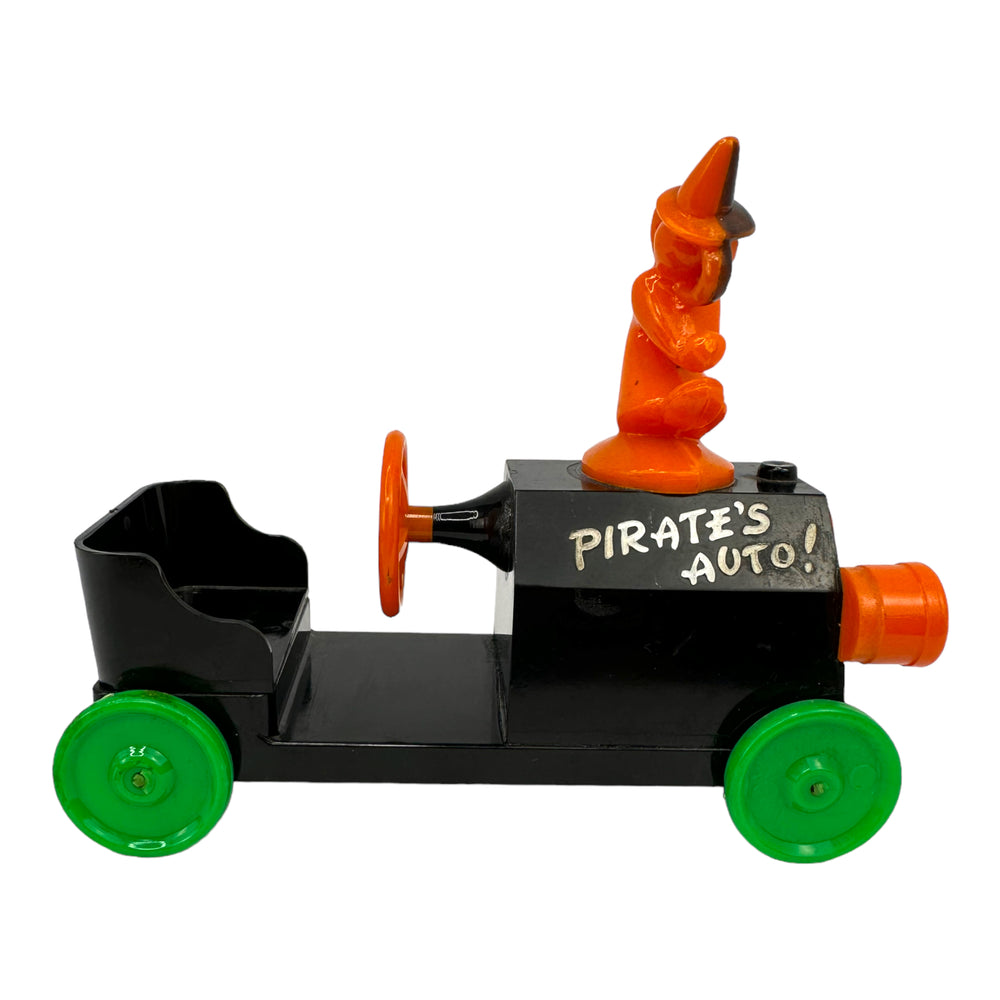 Vintage Halloween Rosbro Pirate's Auto Car With Witch On Top at Eerie Emporium