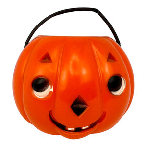Vintage Halloween Kokomold Sly Jack O' Lantern Hard Plastic Candy Container, Double-Sided from the 1950s at Eerie Emporium