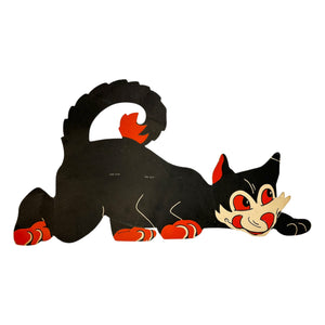 Vintage Halloween Beistle Large Black Prowling Cat Stand Up Diecut ~ 1940s