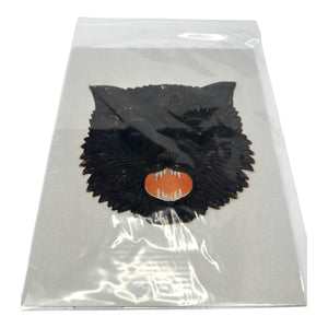 1920s-1930s Antique Halloween German Heavily Embossed Black Cat Face Die Cut at Eerie Emporium. 10