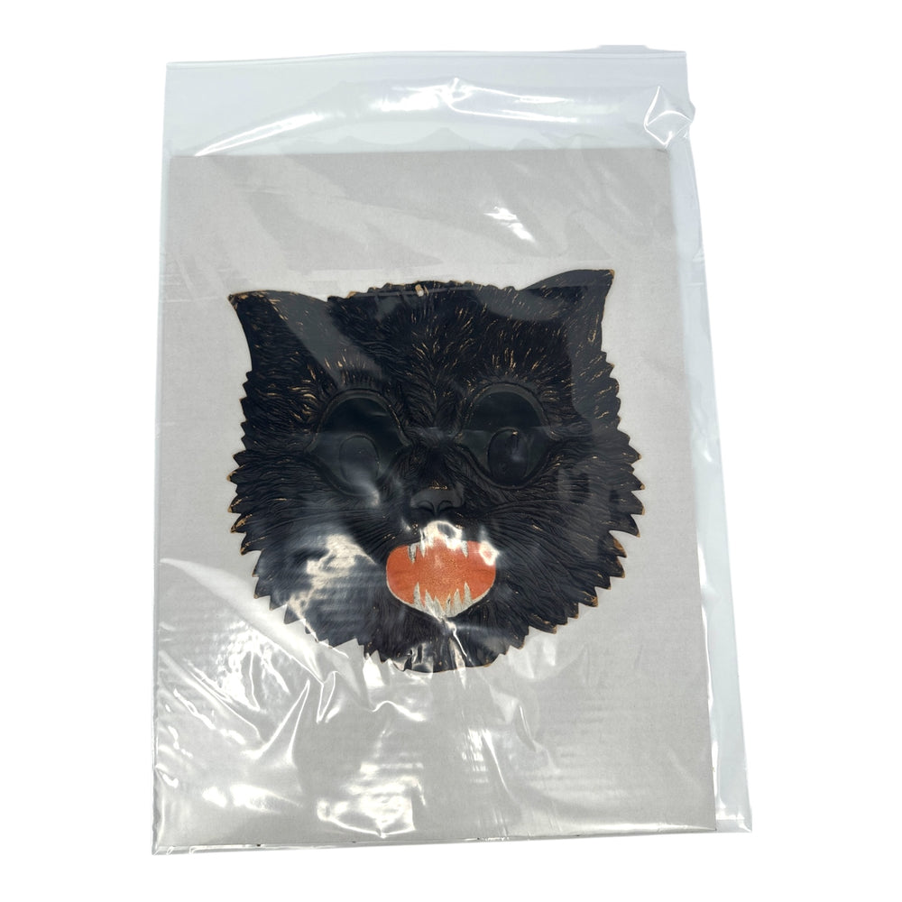 1920s-1930s Antique Halloween German Heavily Embossed Black Cat Face Die Cut at Eerie Emporium. 11