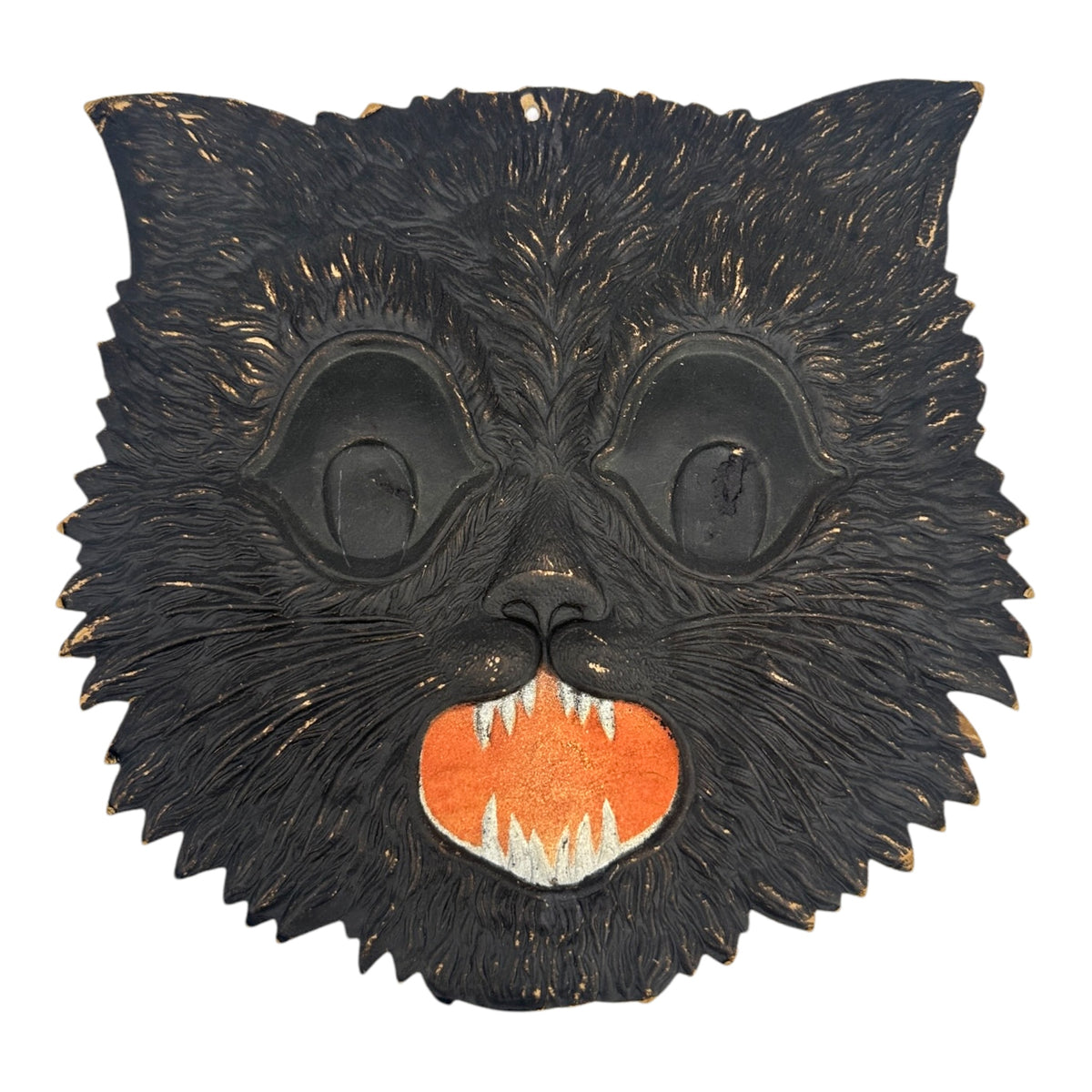 1920s Antique Halloween German Black Cat Face Die Cut | Eerie Emporium