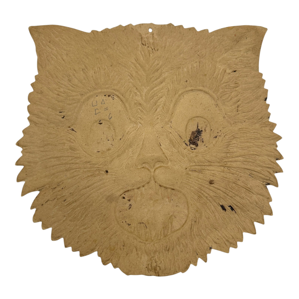 1920s-1930s Antique Halloween German Heavily Embossed Black Cat Face Die Cut at Eerie Emporium. 13