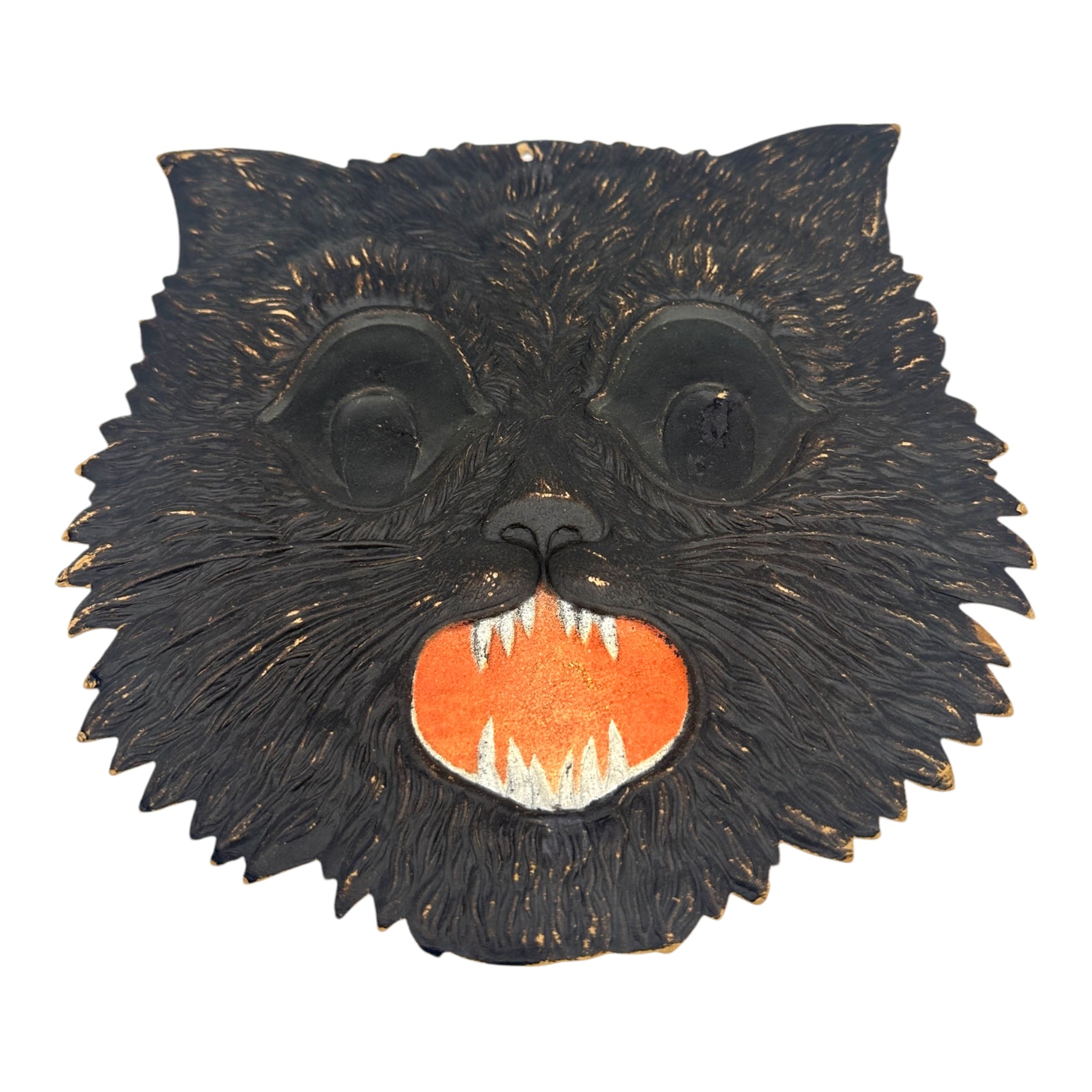 1920s Antique Halloween German Black Cat Face Die Cut | Eerie Emporium