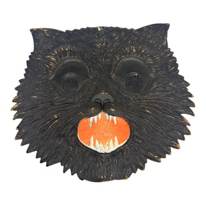 1920s-1930s Antique Halloween German Heavily Embossed Black Cat Face Die Cut at Eerie Emporium. 4