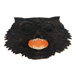 1920s-1930s Antique Halloween German Heavily Embossed Black Cat Face Die Cut at Eerie Emporium. 5