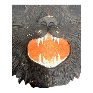 1920s-1930s Antique Halloween German Heavily Embossed Black Cat Face Die Cut at Eerie Emporium. 8