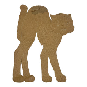1920s-1930s German Heavily Embossed Arched-Back Black Cat Die Cut ~ Large 15.5" at Eerie Emporium. 10
