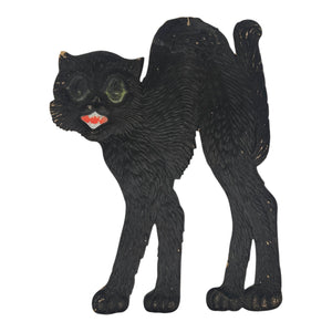1920s-1930s German Heavily Embossed Arched-Back Black Cat Die Cut ~ Large 15.5" at Eerie Emporium. 3