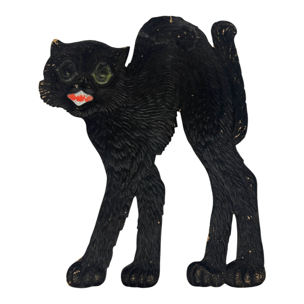1920s-1930s German Heavily Embossed Arched-Back Black Cat Die Cut ~ Large 15.5" at Eerie Emporium. 4