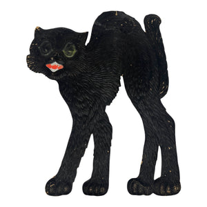1920s-1930s German Heavily Embossed Arched-Back Black Cat Die Cut ~ Large 15.5" at Eerie Emporium. 4