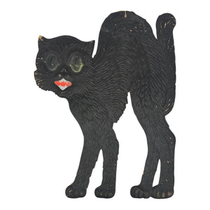 1920s-1930s German Heavily Embossed Arched-Back Black Cat Die Cut ~ Large 15.5" at Eerie Emporium. 5