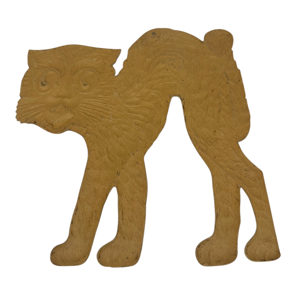 1920s-1930s German Heavily Embossed Arched-Back Black Cat Die Cut ~ Medium/Large 11" at Eerie Emporium. 10