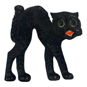 1920s-1930s German Heavily Embossed Arched-Back Black Cat Die Cut ~ Medium/Large 11" at Eerie Emporium. 3