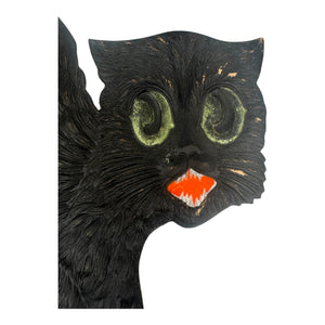 1920s-1930s German Heavily Embossed Arched-Back Black Cat Die Cut ~ Medium/Large 11" at Eerie Emporium. 5