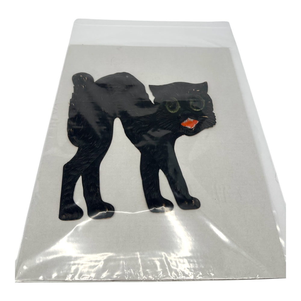 1920s-1930s German Heavily Embossed Arched-Back Black Cat Die Cut ~ Medium/Large 11" at Eerie Emporium. 6