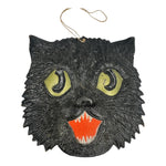 1920s Antique Halloween German Heavily Embossed Black Cat Face Die Cut at Eerie Emporium. 4