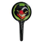 1930s Vintage Halloween T. Cohn Black Cat Noisemaker Tin Pan Clanger w/ Green at Eerie Emporium. 2
