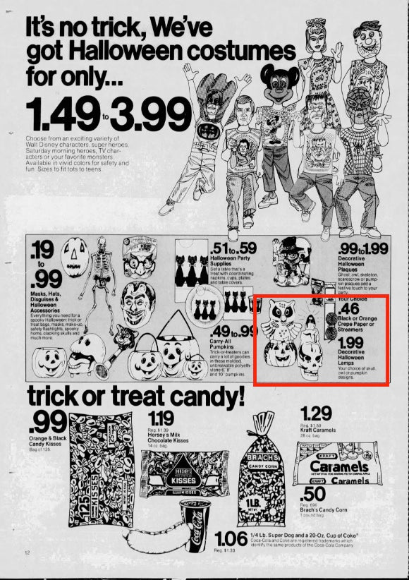1976 Star Band Halloween Blow Mold Owl In Newspaper Ad at EerieEmporium.
