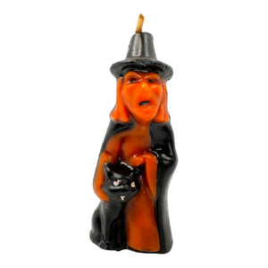 Vintage Halloween Gurley Witch with Black Cat Candle at Eerie Emporium.