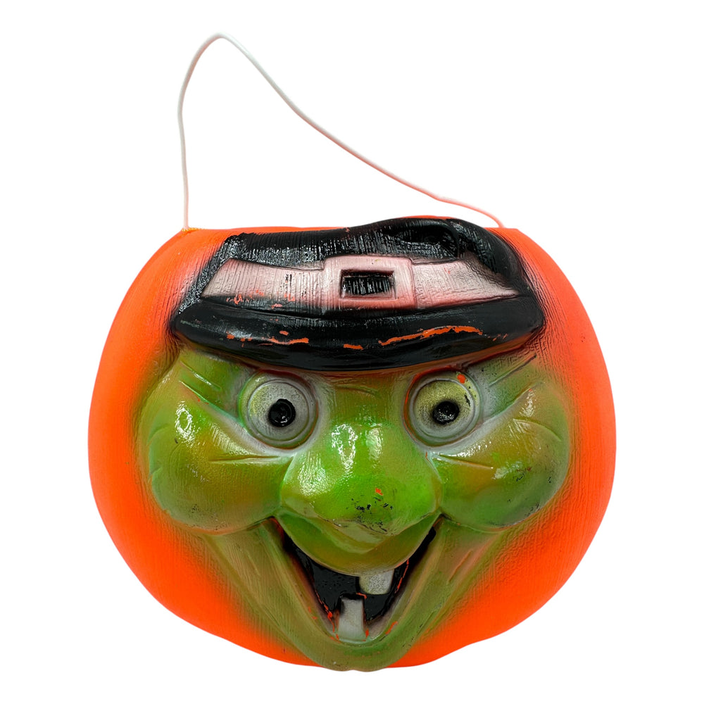 Vintage Halloween Double Sided JOL w/ Witch Face Trick or Treat Bucket at Eerie Emporium.