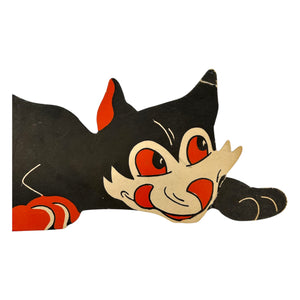 Vintage Halloween Beistle Large Black Prowling Cat Stand Up Diecut ~ 1940s