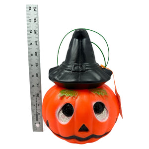 Vintage 1990s Halloween Double Sided JOL w/ Witch Hat Trick or Treat Bucket at Eerie Emporium.