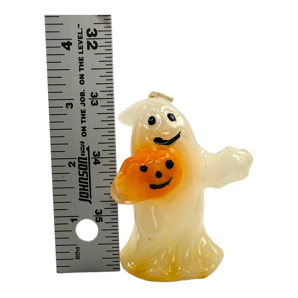Vintage Halloween Small Ghost with Pumpkin Candle at Eerie Emporium.