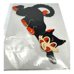 Vintage Halloween Beistle Large Black Prowling Cat Stand Up Diecut ~ 1940s