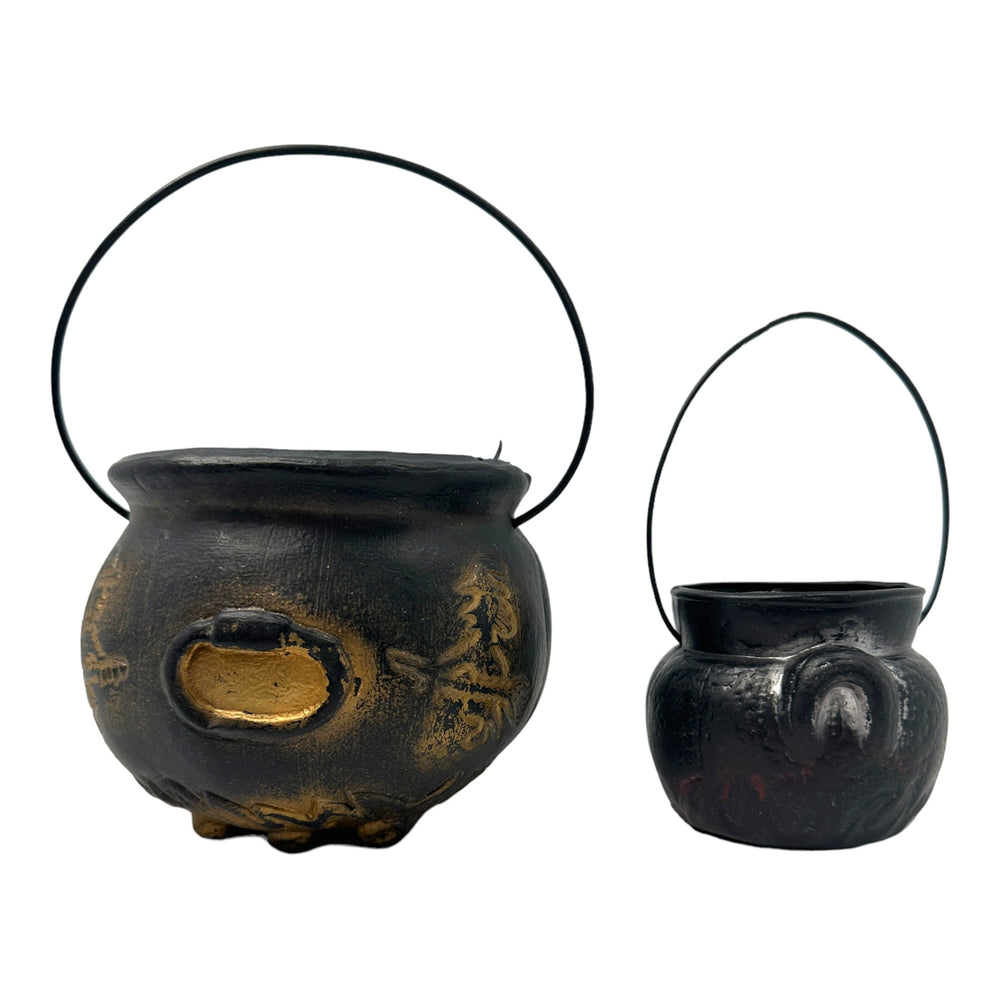 Vintage Halloween Witch Cauldron Mini Trick or Treat Buckets ~ Set of 2 at Eerie Emporium.