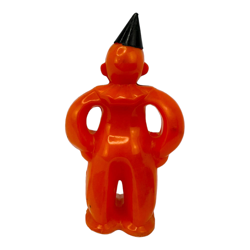 
            
                Load image into Gallery viewer, Vintage Halloween Rosbro E. Rosen Hard Plastic Orange Clown Toy ~ 1950s Hard Plastic Candy/Lollipop Holder at Eerie Emporium.
            
        