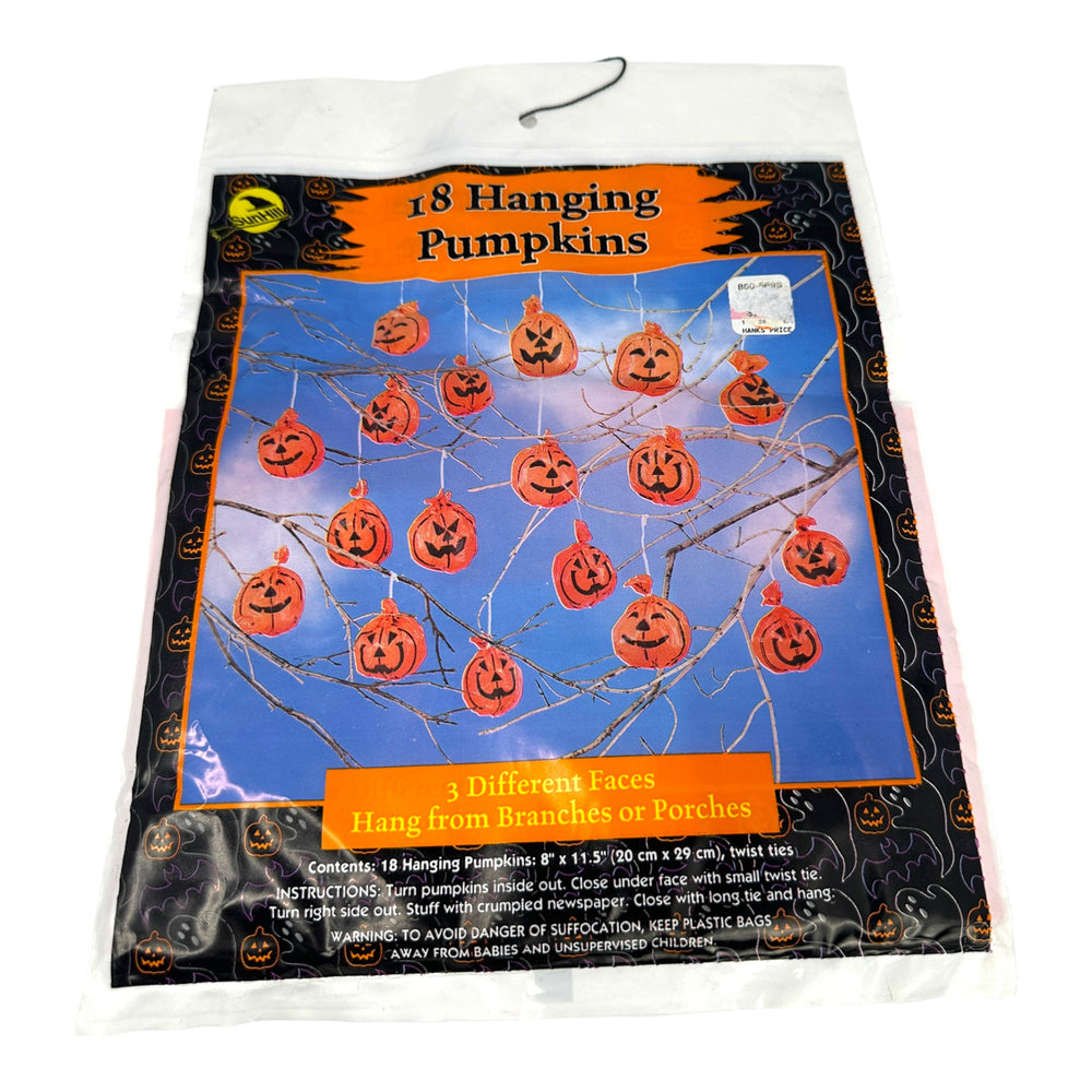 Vintage Halloween Sun Hill Industries Hanging Pumpkins Leaf Bags at Eerie Emporium.