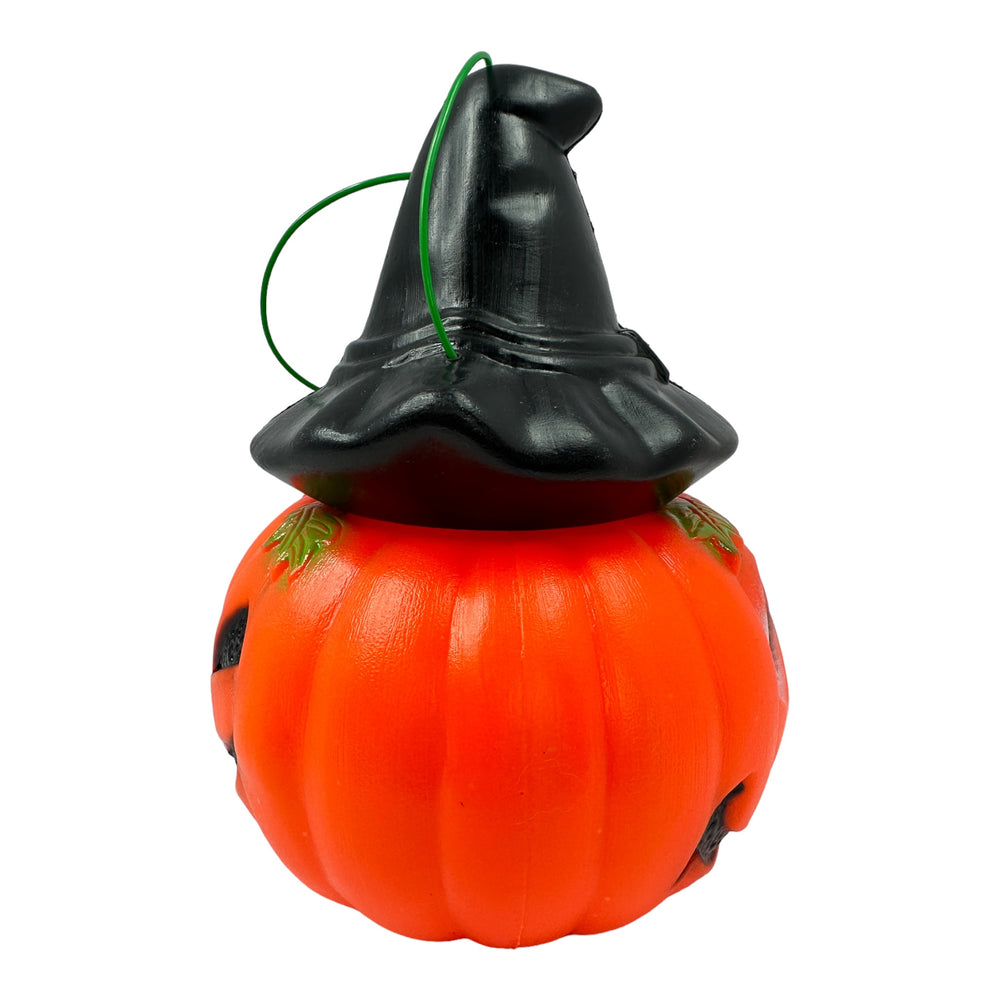 Vintage 1990s Halloween Double Sided JOL w/ Witch Hat Trick or Treat Bucket at Eerie Emporium.