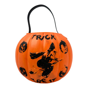 Vintage Halloween AJ Renzi Witch Pumpkin Bucket Double Sided at Eerie Emporium.