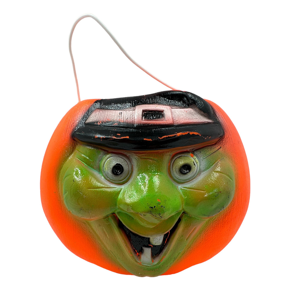 Vintage Halloween Double Sided JOL w/ Witch Face Trick or Treat Bucket at Eerie Emporium.