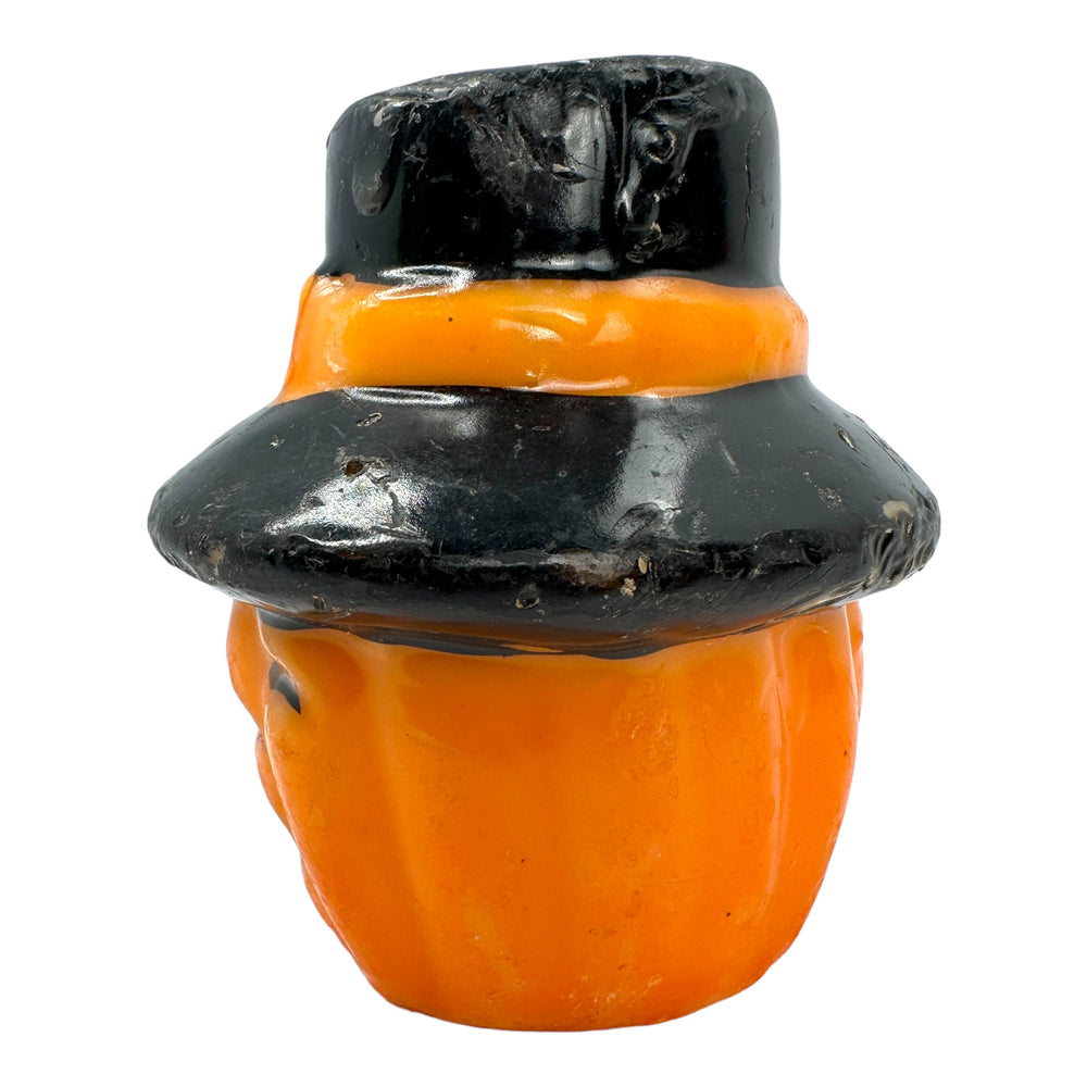 Halloween Jack O Lantern with Pilgrim Hat Candle at Eerie Emporium.