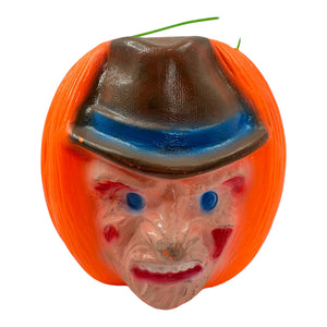 Vintage 1990s Freddy Krueger Bootleg Blow Mold Trick or Treat Pumpkin Bucket at Eerie Emporium.