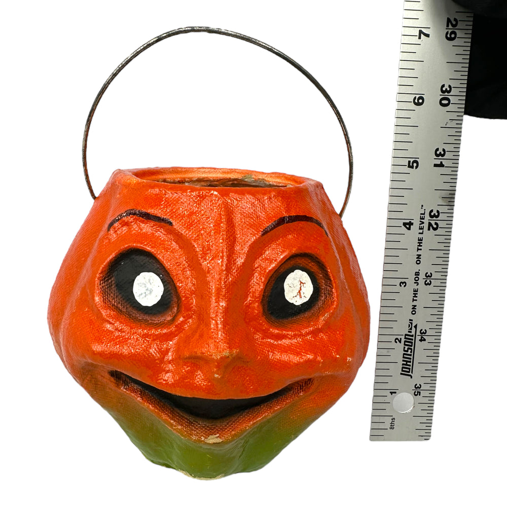 
            
                Load image into Gallery viewer, Vintage Halloween Paper Mache Pulp Jack O&amp;#39; Lantern Candy Container at Eerie Emporium.
            
        