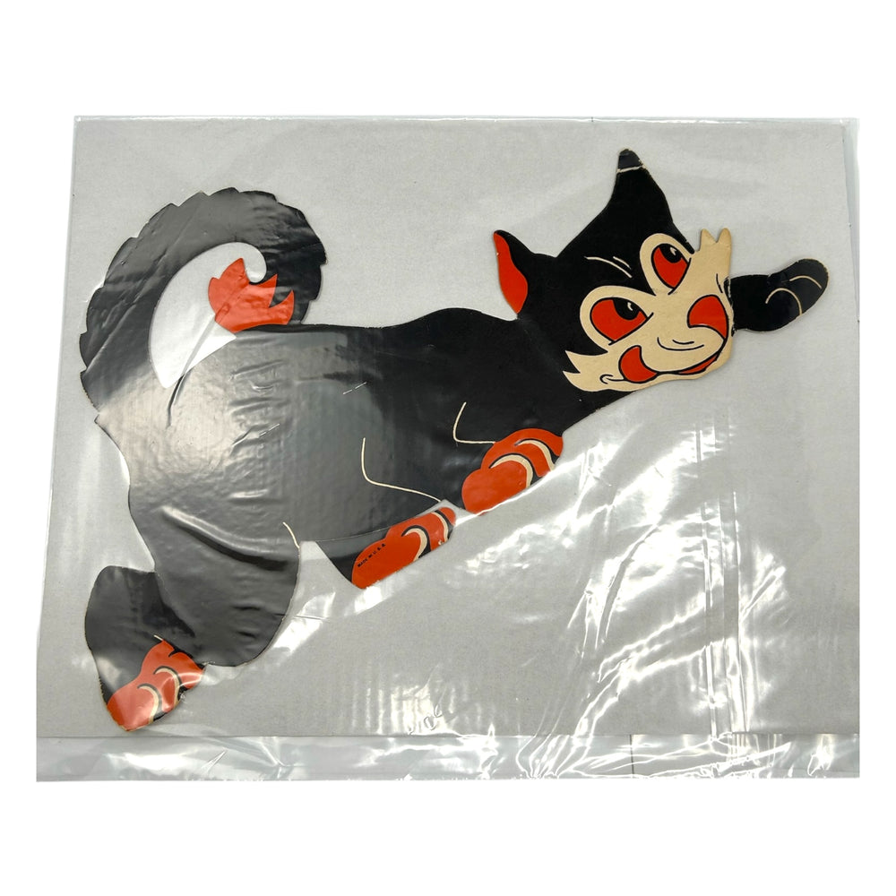 Vintage Halloween Beistle Large Black Prowling Cat Stand Up Diecut ~ 1940s