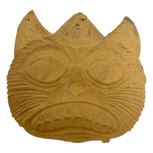 Antique Halloween 1920s German Heavily Embossed Black Cat Face Wearing Hat Die Cut at Eerie Emporium. 5
